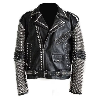 Custom Studded Leather Motorcycle Jacket
