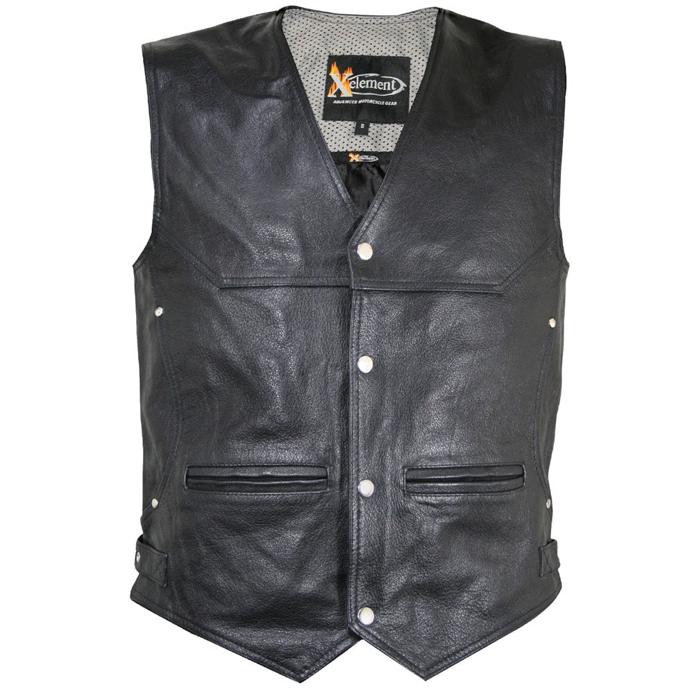 Xelement XS1927 Men's 'Road King' Black Leather Biker Vest