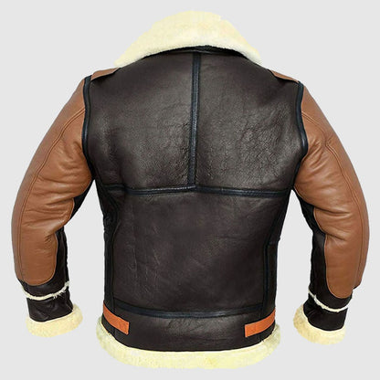 Men B3 Bomber Aviator Real Shearling Bomber Sheepskin Leather Jacket