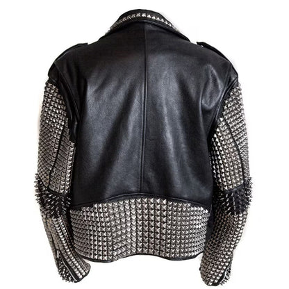 Custom Studded Leather Motorcycle Jacket