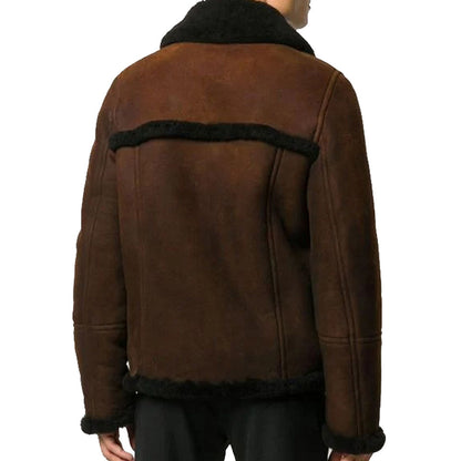 Mens Brown Shearling Short Jacket