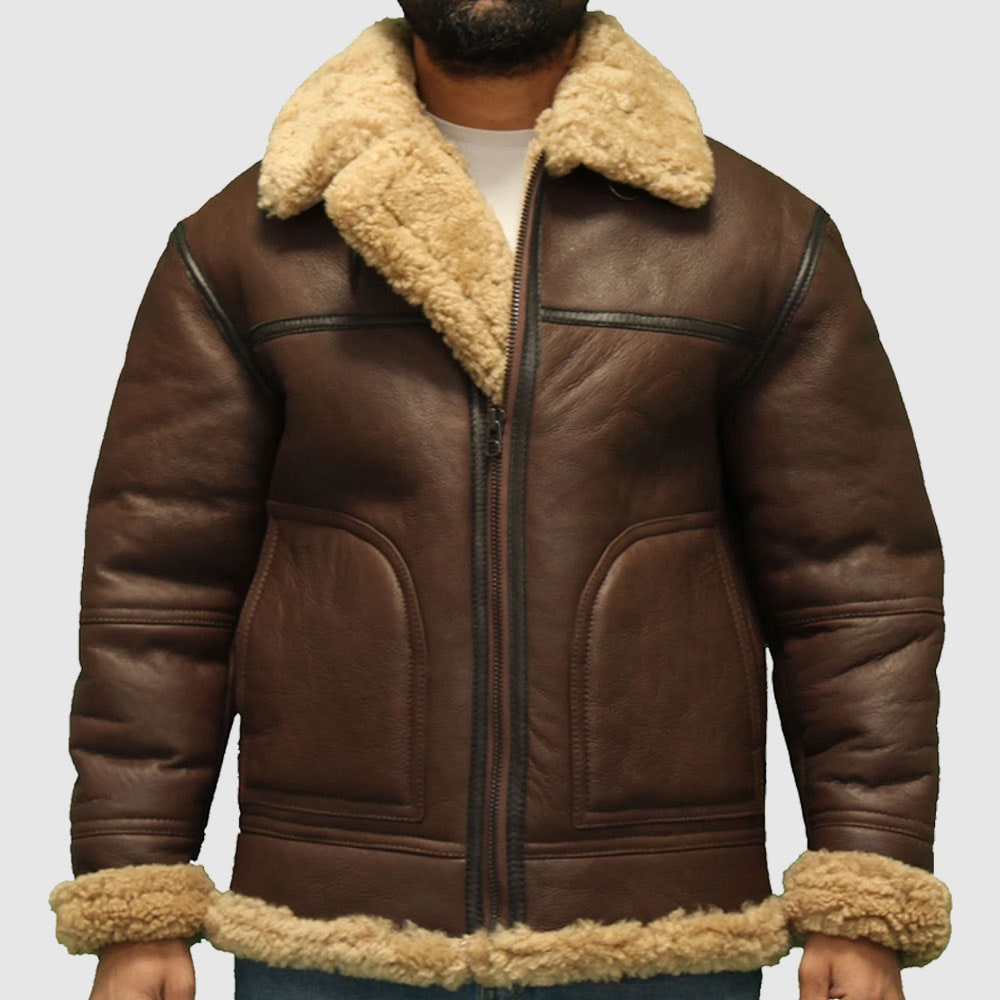 Men's pilot aviator B3 sheepskin WW2 flying jacket