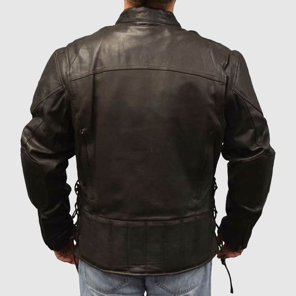 Redline Men's Leather Touring Side-Lace Motorcycle Jacket Brown