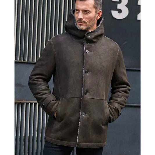 Mink Fur Coat Warm Winter Overcoat Oversize Parkas Hooded Black Leather Outwear