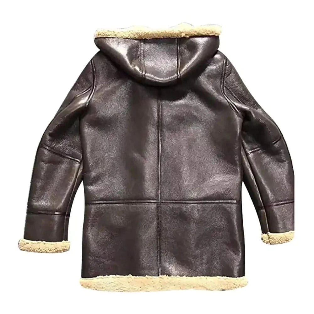 Mens Brown Shearling Coats with Hooded