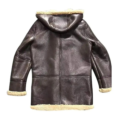Mens Brown Shearling Coats with Hooded