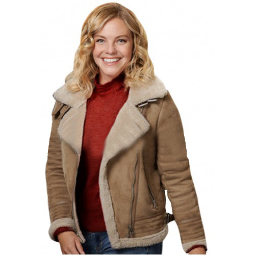 A Veterans Christmas Grace Garland Fur Shearling Suede Leather Jacket
