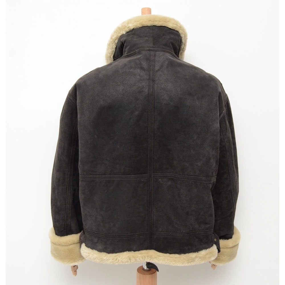 Men's Leather Shearling B-3 Aviator Brown Flight Bomber Jacket
