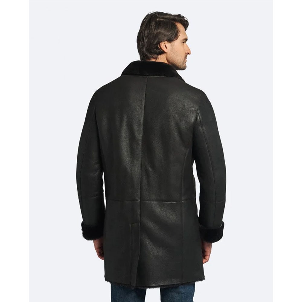 Men's Authentic Black Shearling Leather Coat