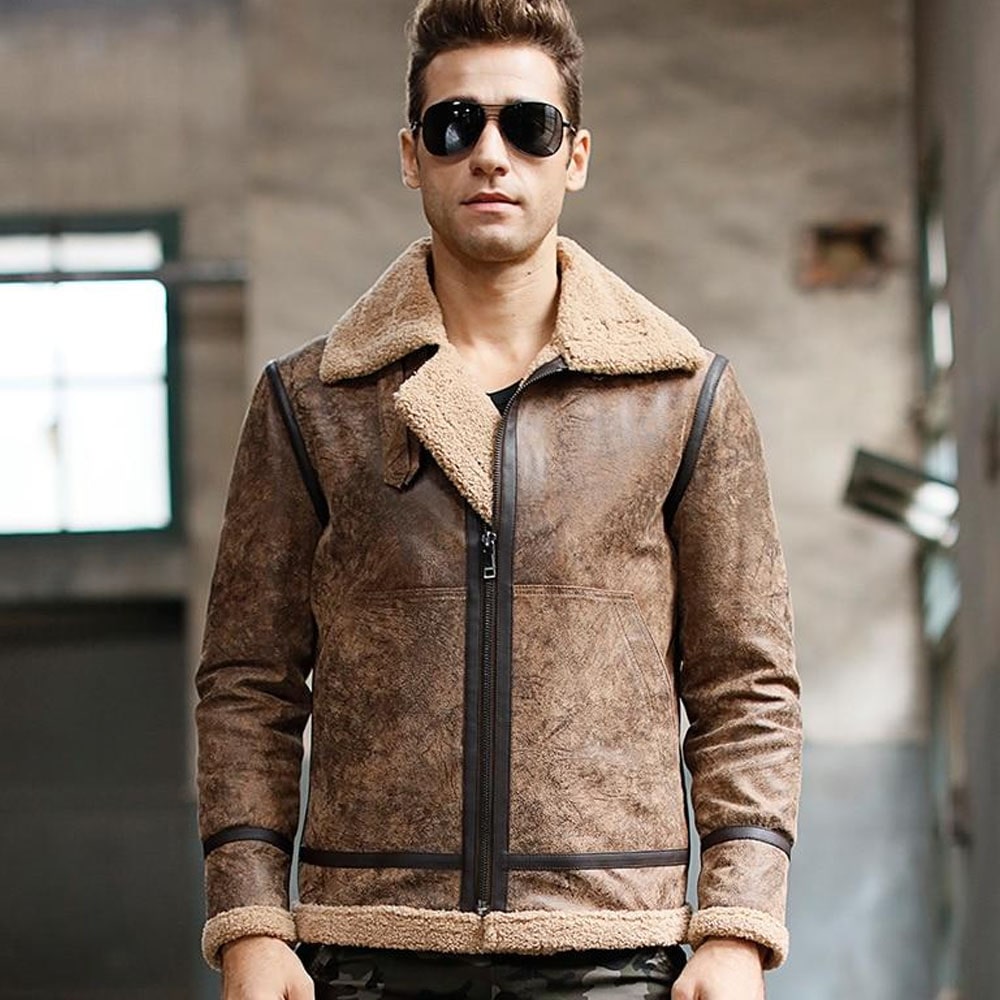 Real Leather Warm Aviator Jacket