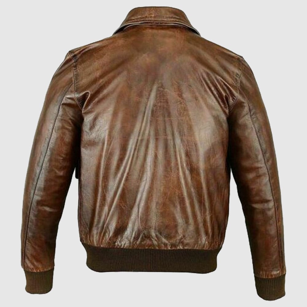 Mens A2 Jet Flight Bomber Distressed Cafe Racer Leather Jacket Motorcycle Bikers