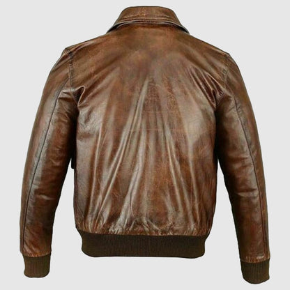 Mens A2 Jet Flight Bomber Distressed Cafe Racer Leather Jacket Motorcycle Bikers