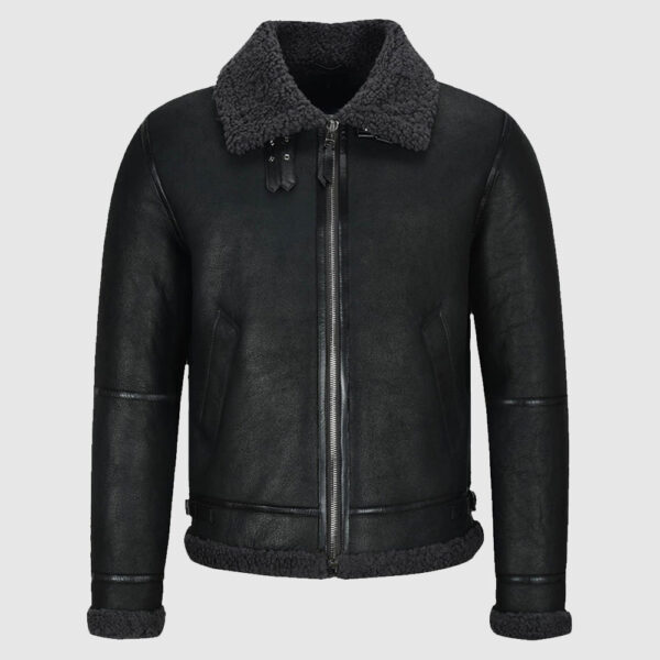 Men’s B3 Air Force Shearling Jacket, black sheepskin leather jacket
