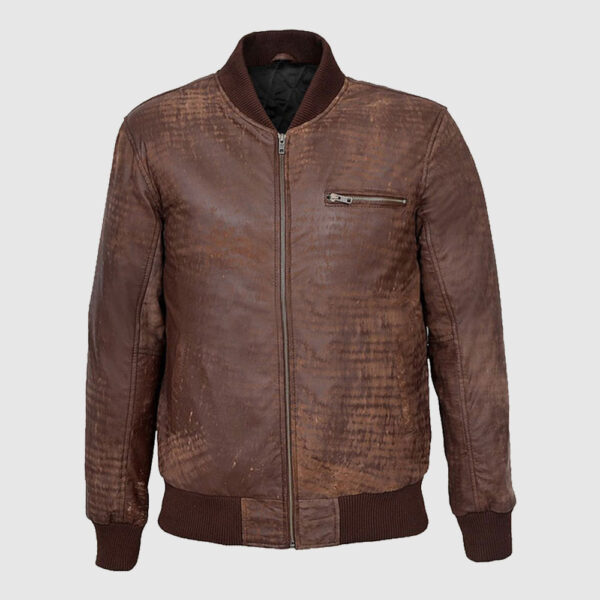 Men Vintage Brown Bomber Jacket, aviator leather distressed jacket