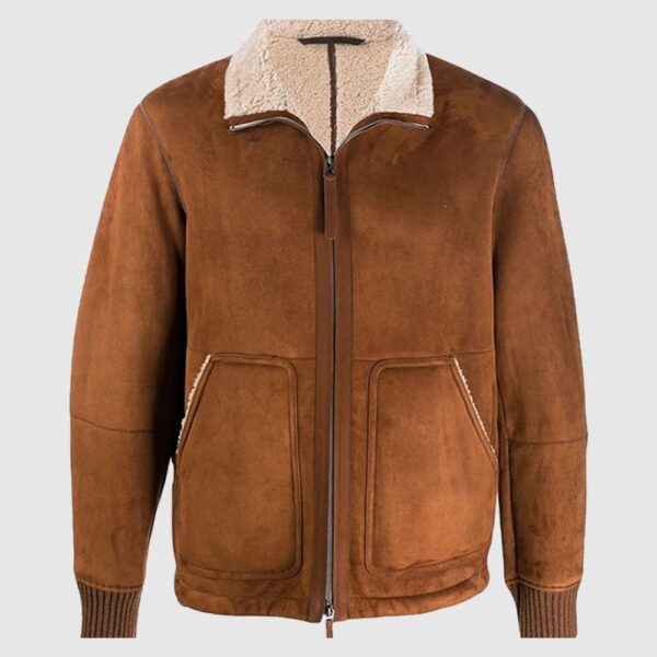 Saboro Brown Leather Shearling Jacket Suede jacket