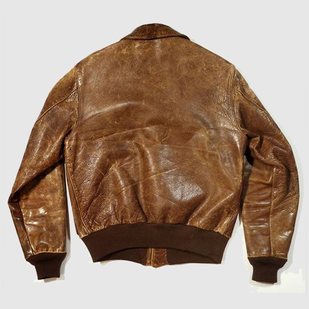 A2 Vintage Military Mens Leather Jacket Distressed Brown