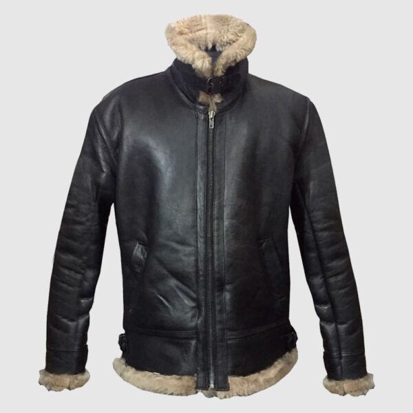 Mens Winter Aviator RAF B3 Shearling Real Sheepskin Leather Jacket