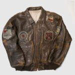 80s A2 Flight Vintage Style Military Leather Jacket Distressed Bomber coat
