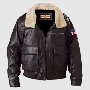 American Pride Men’s Brown Leather Aviator Jacket