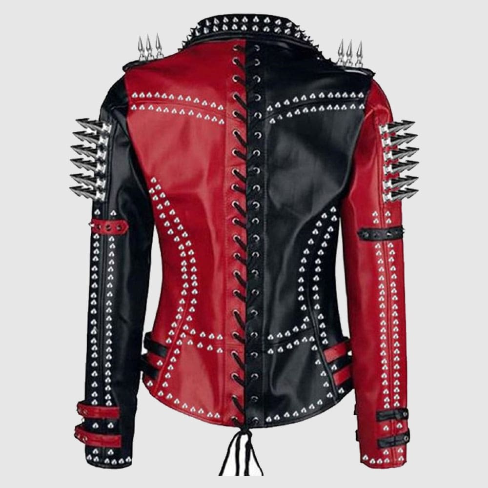 Ladies Motorbike Heavy Metal Spike Studs Leather Steampunk Jacket