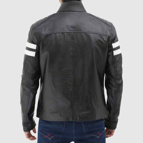 Men Black Lambskin Retro Leather Jacket, Men Slim Fit Biker Style Jacket