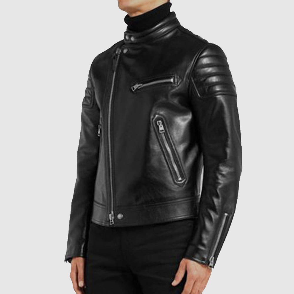 Padded Sleeves Motorcycle Leather Jacket
