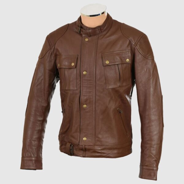 Brown Leather Biker Jacket