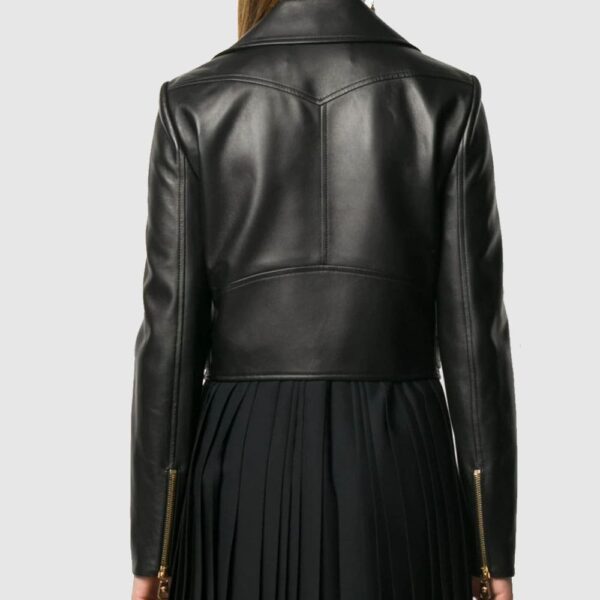 Versace Zipped Leather Cropped Biker Jacket Fashion Jacket