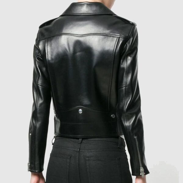 Saint Laurent zip-up leather biker jacket Black Fashion Leather Jacket