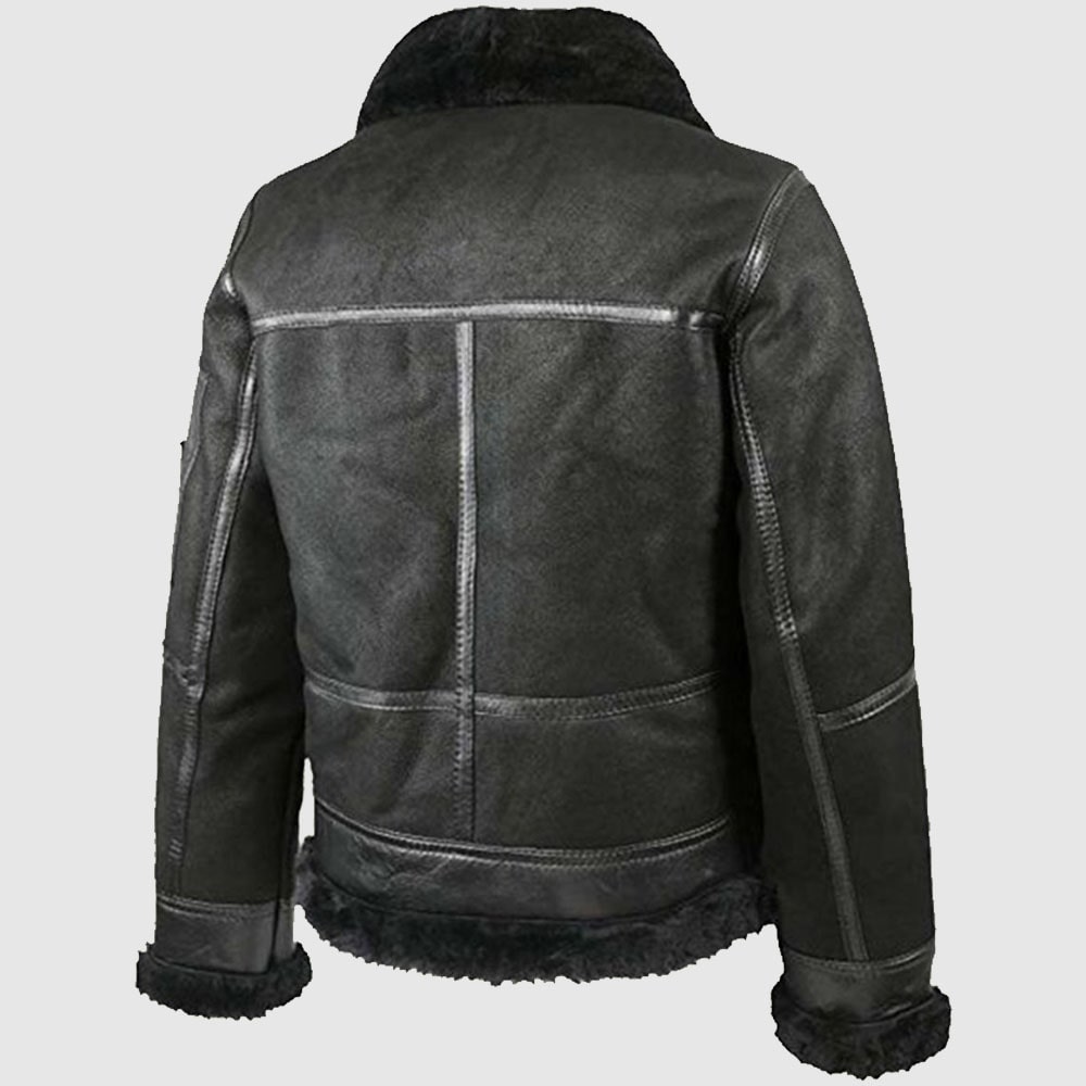 Men's Black Leather Aviator B3 Jacket