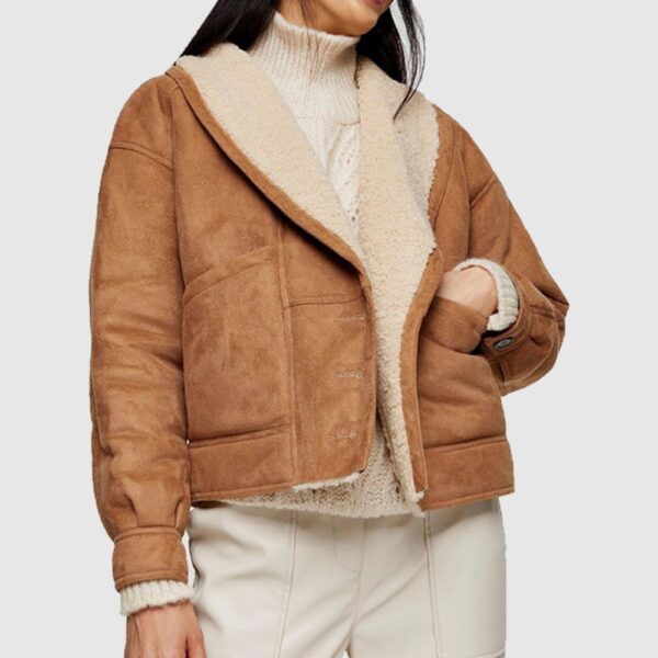 Faux Shearling Leather Jacket