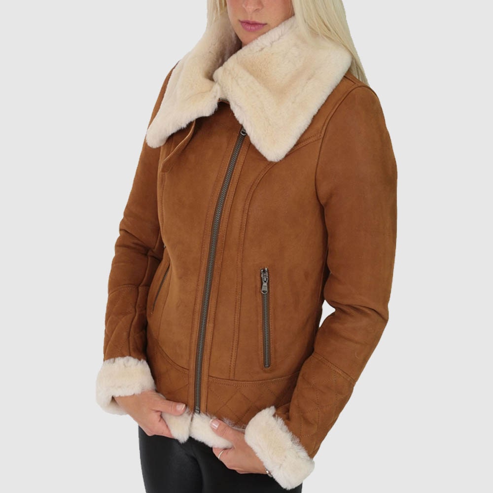 Tan Shearling Leather Jacket
