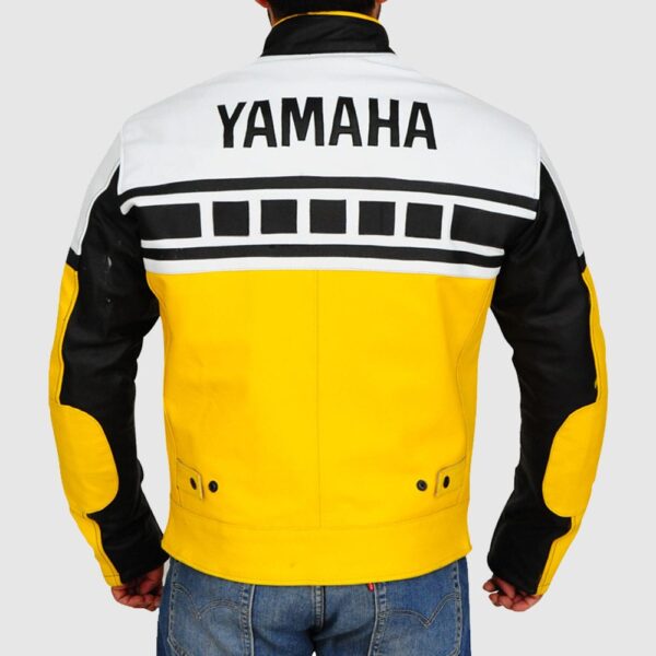 Yellow & White Biker Leather Jacket