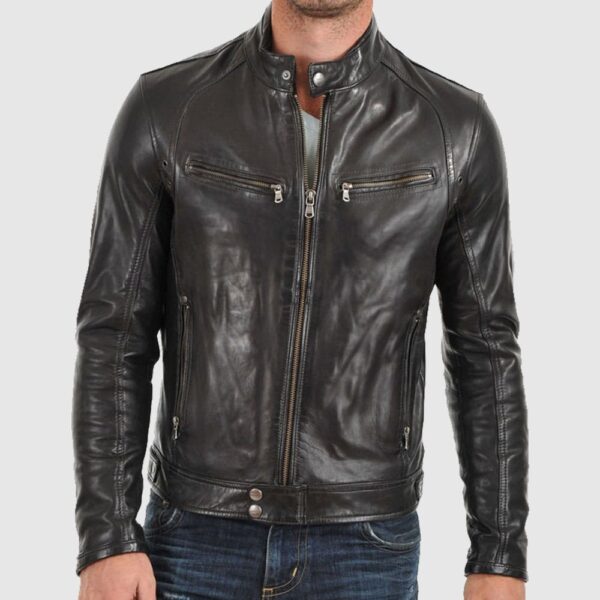 Betox black biker Leather Jacket
