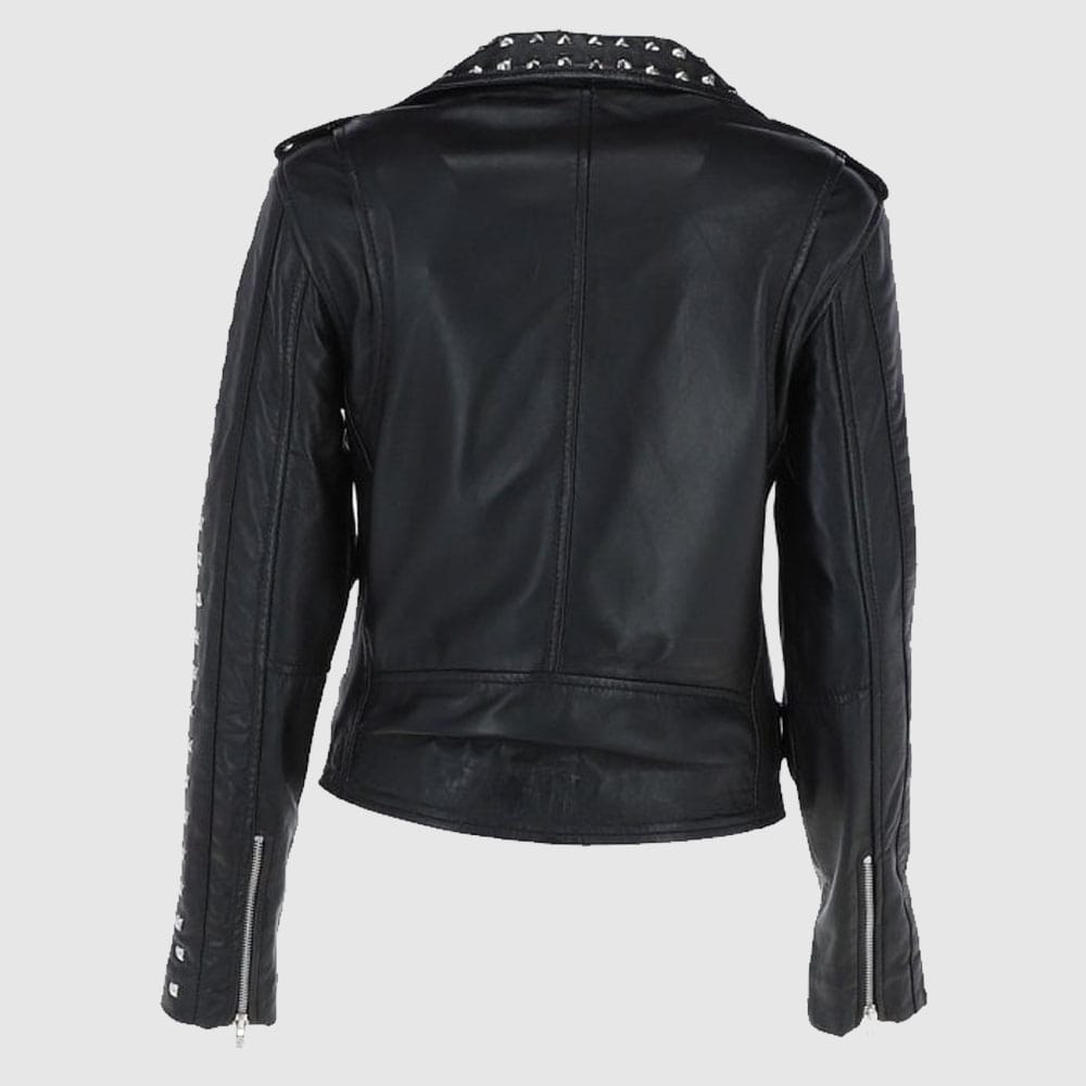 Rock Rebel Leather Studded Biker Jacket Black