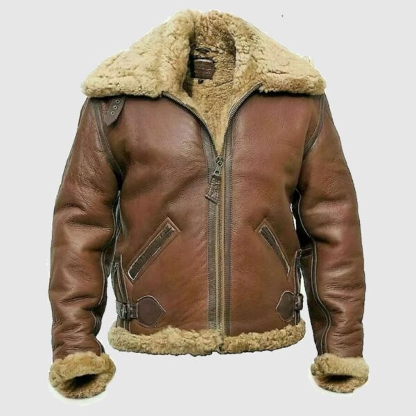 Mens B3 Bomber Shearling Fur Leather Jacket