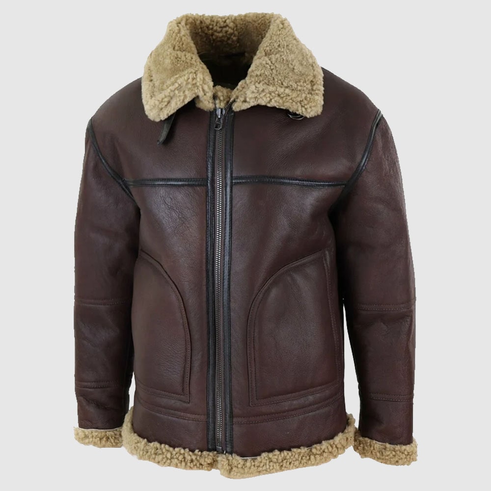 Aviator Genuine fur Real Shearling Leather Jacket