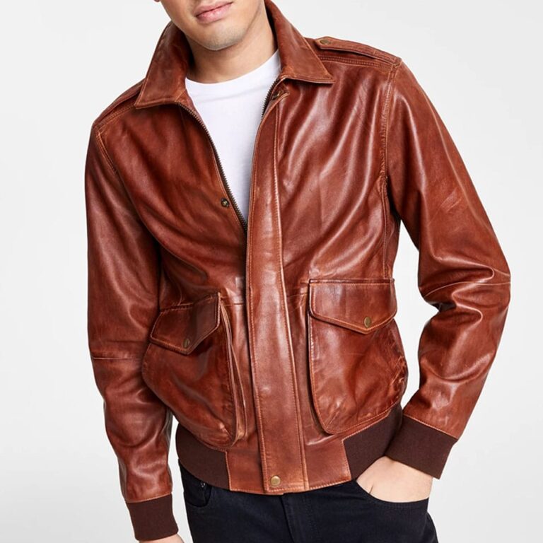 Men Aviator Flight Leather Jacket