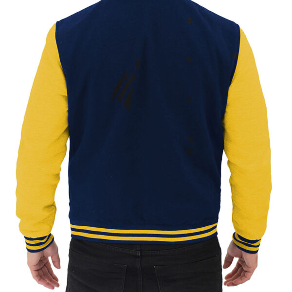 Navy Blue and Yellow Baseball Style Jacket