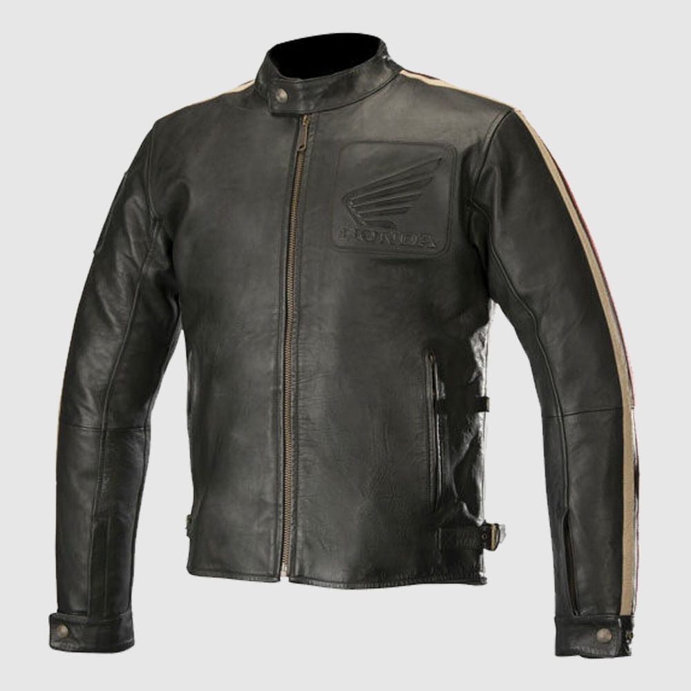 Honda Mens Biker Jacket Retro Vintage Leather Jacket