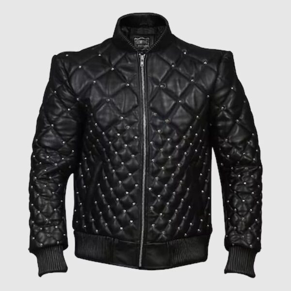 Studded Quilted Leather Punk Motorcycle Jacket