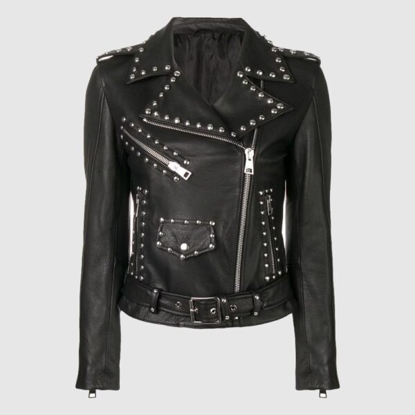Silver Studded Leather Jacket