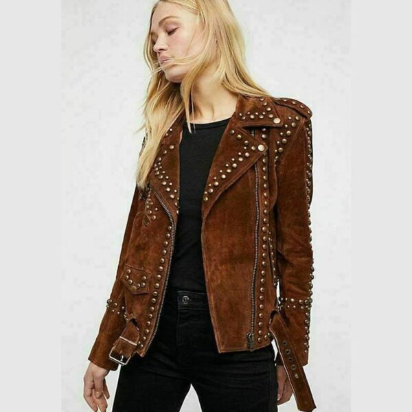 Western Suede Leather Jacket Studded