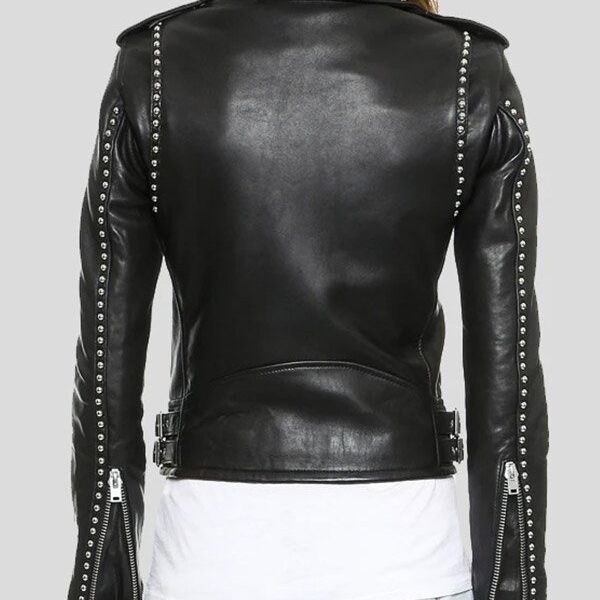 Womens Biker Studded Leather Jacket