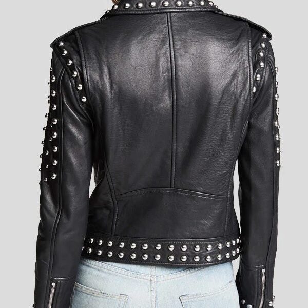 Womens Black Studded Leather Jacket