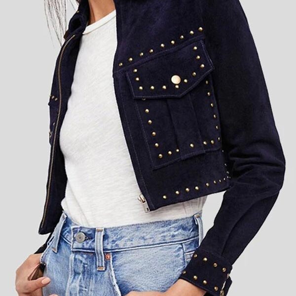 Women Leather Jacket with Studs