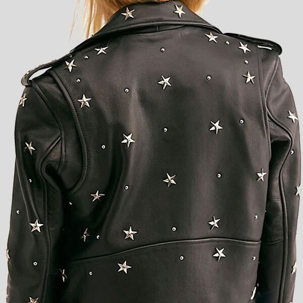 Womens Cropped Studded Leather Jacket