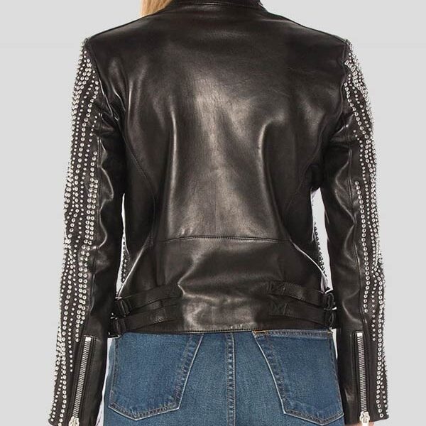 Black Fashion Studded Leather Jacket