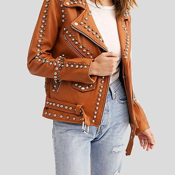 Moto Biker Studded Leather Jacket