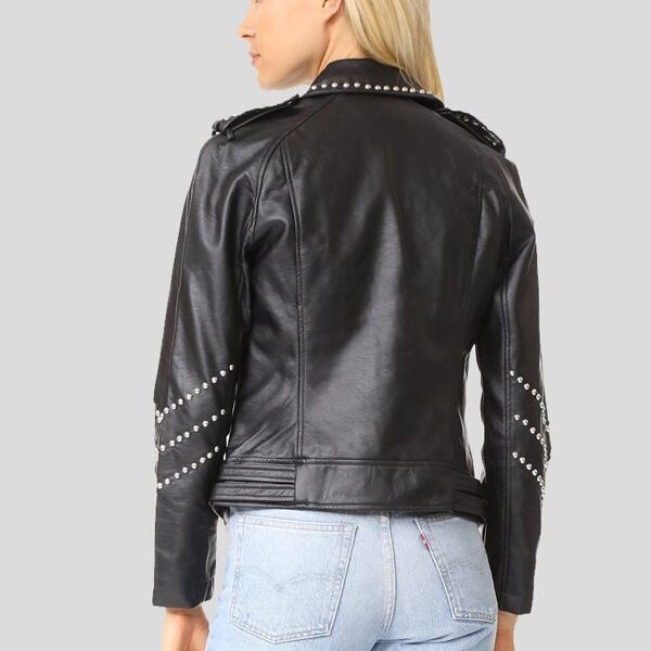 Women's Studded Leather Motorcycle Jacket